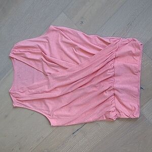 EUC Garnet Hill Sleeveless Top Women's Large Pink Banded Surplice Knit Tank Top
